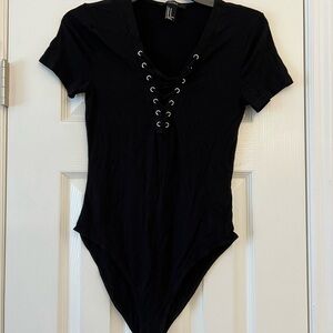 Forever 21 Black Lace-Up Bodysuit